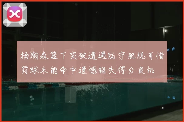 杨瀚森篮下突破遭遇防守犯规可惜罚球未能命中遗憾错失得分良机