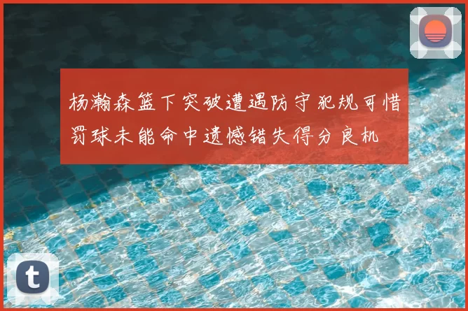 杨瀚森篮下突破遭遇防守犯规可惜罚球未能命中遗憾错失得分良机